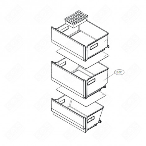 TIROIR INTERMÉDIAIRE (PARTIE RÉFRIGÉRATEUR) REPÈRE 136C REFRIGERATOR, FREEZER - AJP75615006