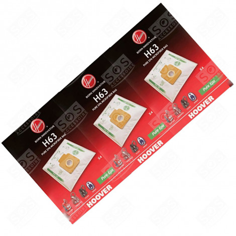 THREE BOXES OF 4 BAGS H63 VACUUM CLEANER  - 35602585