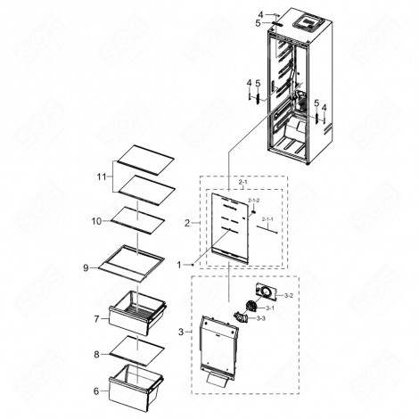 SHELF, TOP SHELF (PART NO. 11) 495 X 356 MM ORIGINAL REFRIGERATOR, FREEZER - DA97-17517H