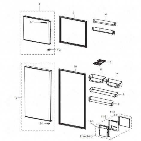 DOOR SEAL (FREEZER, REFERENCE NO. 10) REFRIGERATOR, FREEZER - DA97-13594N 
