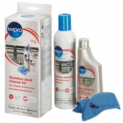 Stainless steel kit containing: 250ml stainless steel cleaner + 400ml stainless steel polish and a 3M microfibre cloth