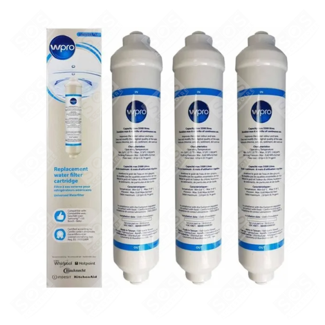 SET OF 3 ORIGINAL WPRO USC100 WATER FILTER CARTRIDGES REFRIGERATOR, FREEZER - 481281718629, 484000008553