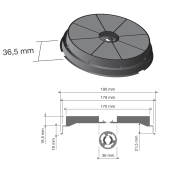 Round type 180 CR300 carbon filter (sold individually)