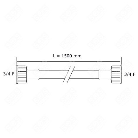 UNIVERSAL WATER INLET HOSE WITH STRAIGHT FITTINGS (L1500MM 3/4 F X 3/4 F) WASHING MACHINES - 3666356132375