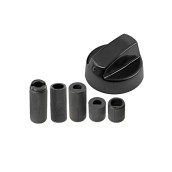 Universal black oven knob with 5 adapters