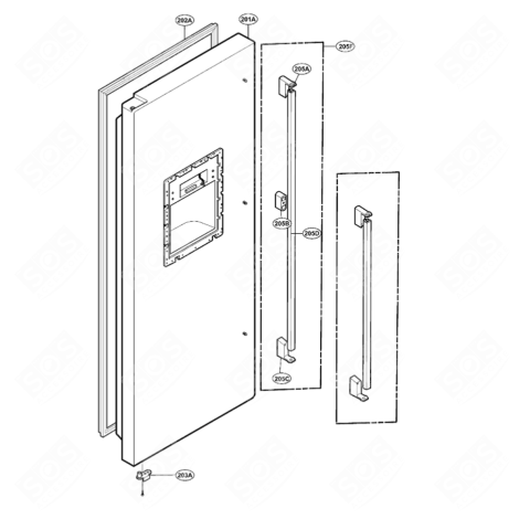 DOOR (REFERENCE 201A) REFRIGERATOR, FREEZER - ADD32447101