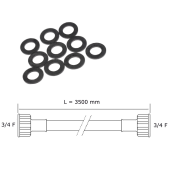 Universal water inlet hose with 20/27 seals and straight connectors (L3500mm 3/4 F x 3/4 F)