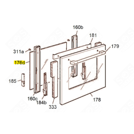 LEFT INTERIOR GLASS (REFERENCE 176D) GAS / ELECTRIC OVENS - 70039947