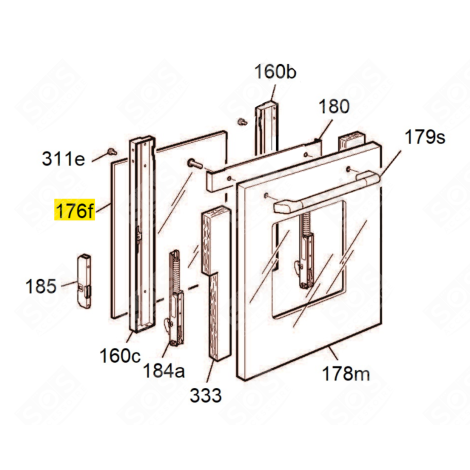 RIGHT INNER GLASS (MARKER 176F) GAS / ELECTRIC OVENS - 70039951