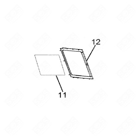 DOOR GLASS (MARK 11) MICROWAVE OVENS - C00306910, 482000004198