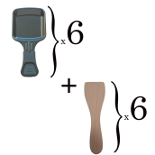 Set of 6 raclette dishes and 6 wooden spatulas