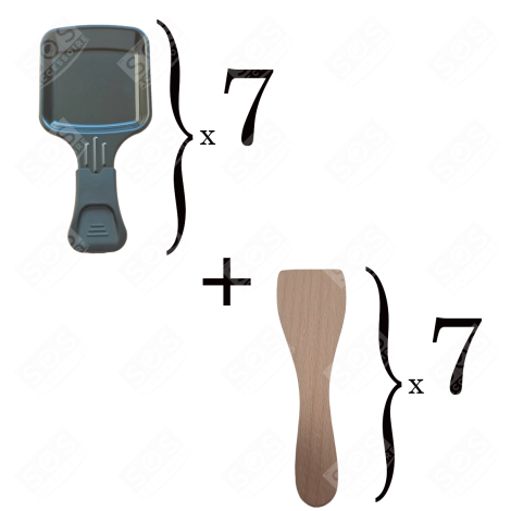 SET OF 7 RACLETTE TRAYS AND 7 WOODEN SPATULAS FOR RACLETTE RACLETTE, GRILL, WOK - AS306002, AS306003