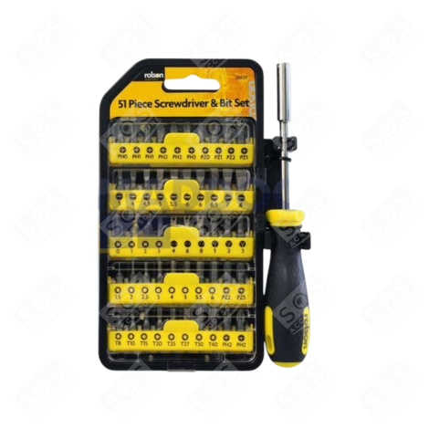 ORIGINAL ROLSON TOOLS SCREWDRIVER AND BITS SET 51 ACCESSORIES AND MAINTENANCE  - 55SE0271