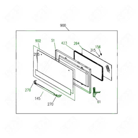 COMPLETE DOOR (MARKER 900) GAS / ELECTRIC OVENS - Z57D868