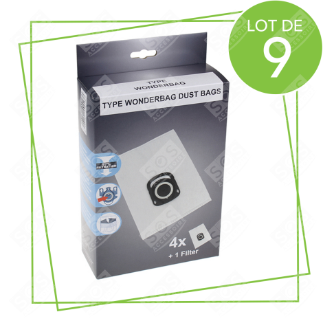 SET OF 9 BOXES OF 4 BAGS + 1 HYGIENE+ FILTER VACUUM CLEANER  - ZR200520