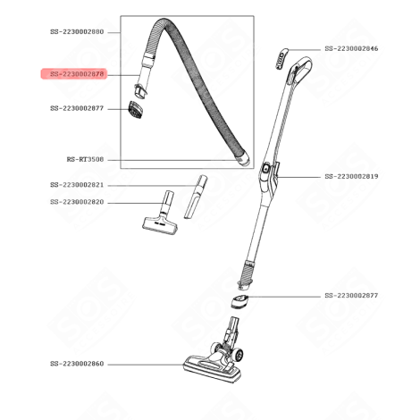 POIGNÉE DE FLEXIBLE AVEC BROSSE BLANCHE VACUUM CLEANER  - SS-2230002878, SS2230002878