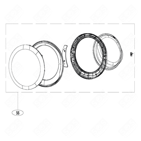 DOOR AND HINGE ASSEMBLY (REFERENCE 56) WASHING MACHINES - AS0083362