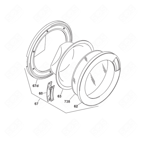 COMPLETE DOOR (MARK 67) WASHING MACHINES - 70004259