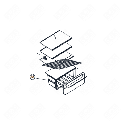 VEGETABLE CONTAINER (MARKING 28) REFRIGERATOR, FREEZER - AS0043108