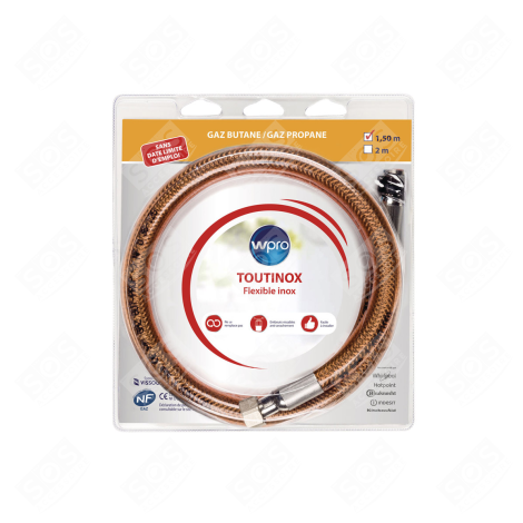 GAS HOSE TBE150 (STAINLESS STEEL FLEXIBLE, PVC SLEEVE 1.5M) ELECTRIC / GAS HOBS - TBE150, 481100000334