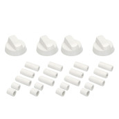 Set of 4 universal white oven knobs with 20 adapters