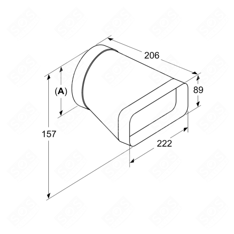 HOSE ADAPTER, ROUND FLAT ACCESSORY 206 X 222 X 150 MM EXTRACTOR HOOD - 17005353, HZ9VDSI0