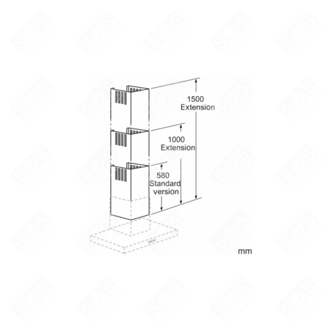 CHIMNEY EXTENSION 1000 MM EXTRACTOR HOOD - 00704541