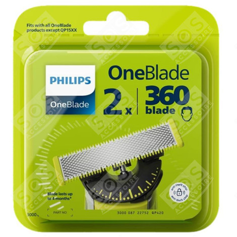 ORIGINAL SET OF 2 ONEBLADE RAZOR BLADES QP220/50 QP420/50 ELECTRIC SHAVER - 8710103756712