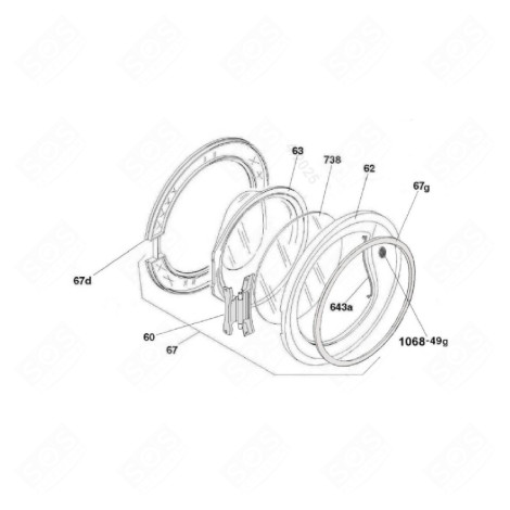 COMPLETE DOOR (MARK 67) WASHING MACHINES - 70005345