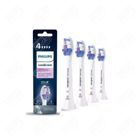 ORIGINAL SET OF 4 S2 SENSITIVE BRUSH HEADS ELECTRIC TOOTHBRUSH  - HX6054/10, HX605410