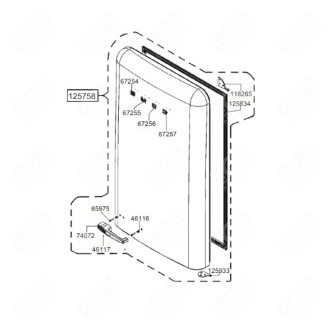 DOOR (REFRIGERATOR PART) REFRIGERATOR, FREEZER - 69613A619