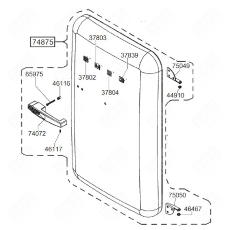 COMPLETE DOOR (RED) REFRIGERATOR, FREEZER - 696135965