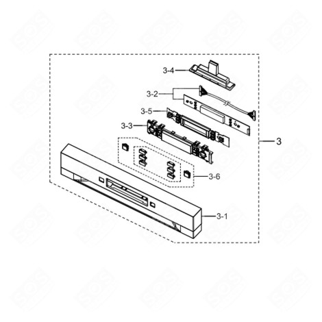 CONTROL PANEL COVER (REFERENCE 3-1) DISHWASHER - DD81-02516C