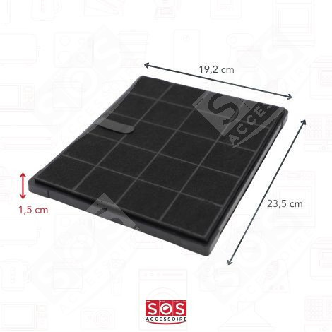 SET OF 2 X AFFCAF16 AIRFORCE 235X190MM CARBON FILTERS EXTRACTOR HOOD - AIRFORCE AFFCAF16