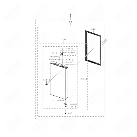 RIGHT DOOR (REFRIGERATOR PART) REFERENCE 1 ORIGINAL REFRIGERATOR, FREEZER - DA93-01624A, DA91-05484X
