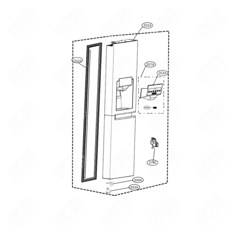 FREEZER DOOR PART (REFERENCE 201A) REFRIGERATOR, FREEZER - ADD76196314