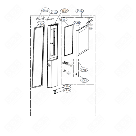 REFRIGERATOR DOOR PART (REFERENCE 231A) REFRIGERATOR, FREEZER - ADD75035855