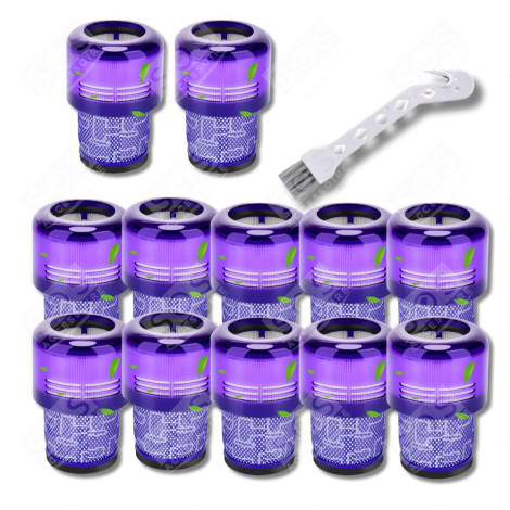 SET OF 12 HEPA FILTERS COMPATIBLE WITH V11 V12 V15 WITH CLEANING BRUSH VACUUM CLEANER  - 970013-02, 970013-02