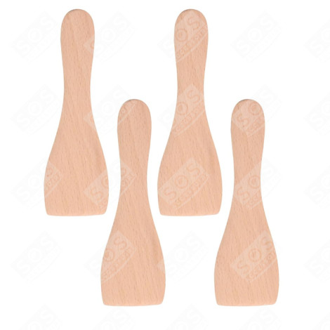 LOT DE 4 PELLES EN BOIS POUR POÊLON, SPATULES RACLETTE  RACLETTE, GRILL, WOK - AS306003
