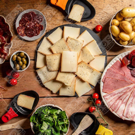 COUPELLE À RACLETTE ET PELLE EN BOIS POUR POÊLON, SPATULE RACLETTE  RACLETTE, GRILL, WOK - AS306001, AS306003