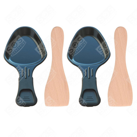 SET OF 2 RACLETTE TRAYS AND 2 WOODEN SPATULAS RACLETTE, GRILL, WOK - AS306001, AS306003