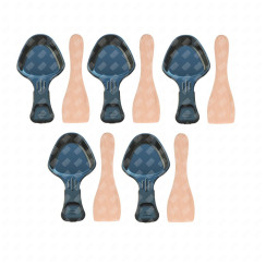 Set of 5 raclette dishes and 5 wooden spatulas