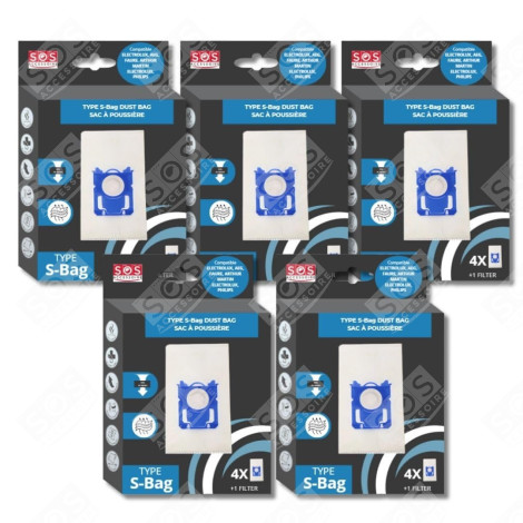 SET OF 5 BOXES OF 4 BAGS TYPE S-BAG VACUUM CLEANER  - 9001684589