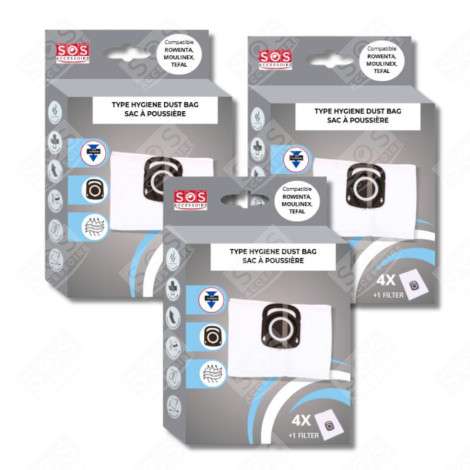 SET OF 3 BOXES OF 4 BAGS + 1 HYGIENE+ FILTER VACUUM CLEANER  - ZR200520