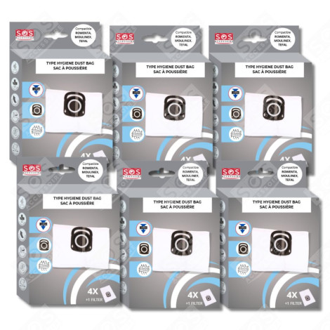 SET OF 6 BOXES OF 4 BAGS + 1 HYGIENE+ FILTER VACUUM CLEANER  - ZR200520