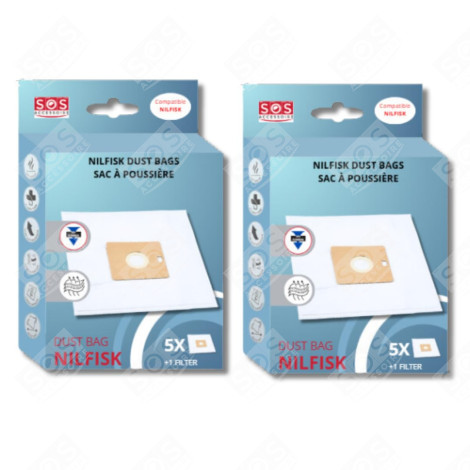 SET OF 2 BOXES OF 5 BAGS WITH 1 PRE-FILTER CUT/COMPACT/GO/FORCE VACUUM CLEANER  - 78602600, 22422400