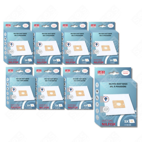 SET OF 8 BOXES OF 5 BAGS WITH 1 PRE-FILTER COUPE/COMPACT/GO/FORCE VACUUM CLEANER  - 78602600, 22422400