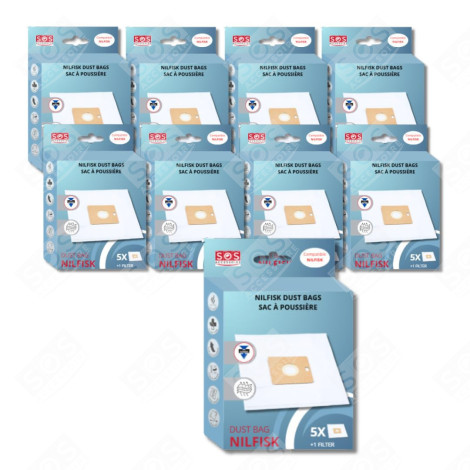 SET OF 9 BOXES OF 5 BAGS WITH 1 PRE-FILTER COUPE/COMPACT/GO/FORCE VACUUM CLEANER  - 78602600, 22422400