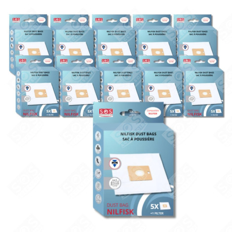 SET OF 11 BOXES OF 5 BAGS WITH 1 PRE-FILTER COUPE/COMPACT/GO/FORCE VACUUM CLEANER  - 78602600, 22422400