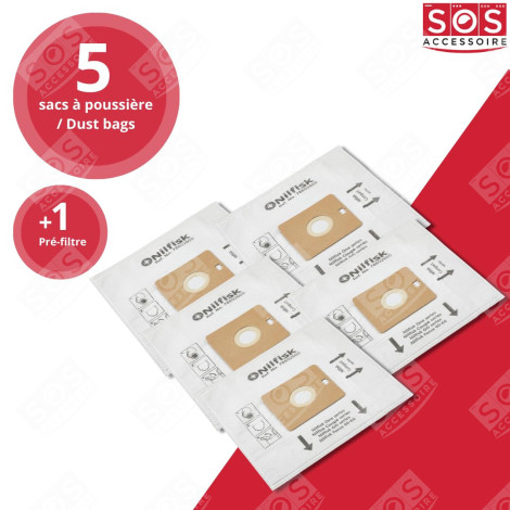 SET OF 11 BOXES OF 5 BAGS WITH 1 PRE-FILTER COUPE/COMPACT/GO/FORCE VACUUM CLEANER  - 78602600, 22422400